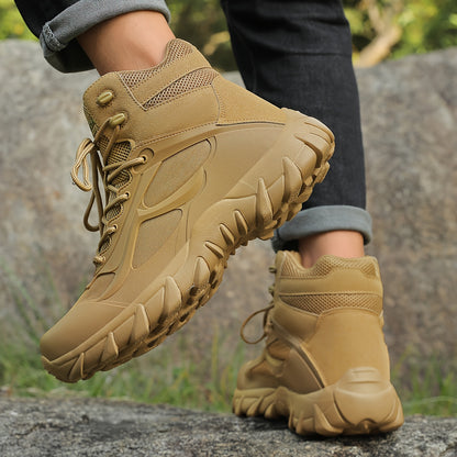 Men's High-Top Outdoor Hiking Boots, Durable All-Season Footwear