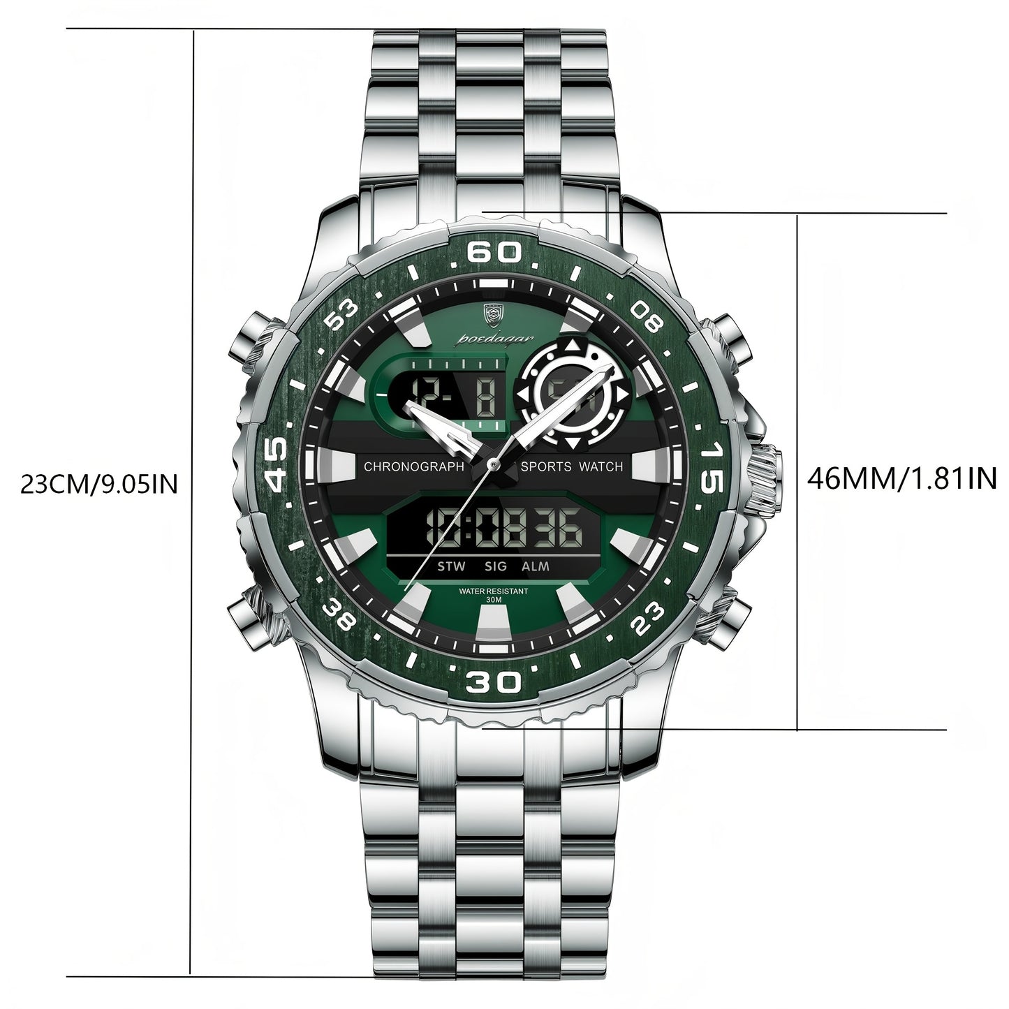 Men's Streetwear Digital Watch with Luminous Dual Display