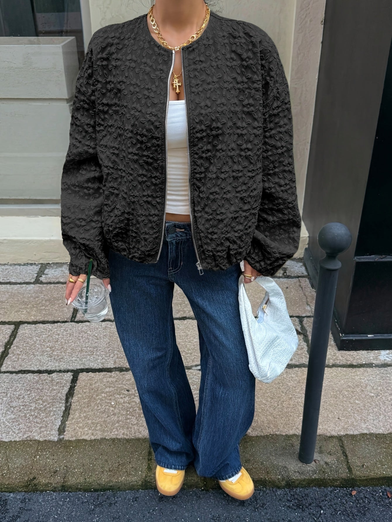 Solid Color Zip-Up Casual Jacket