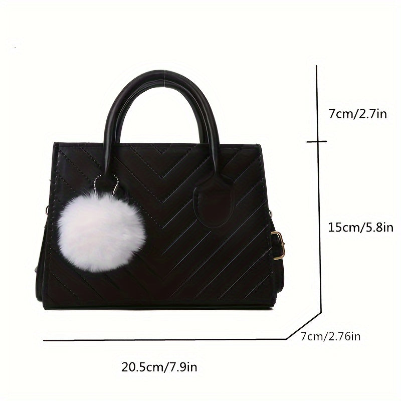 Stylish Blue Square Bag with a Chevron Design And a Bag Charm