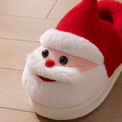 Cozy Christmas Santa Slippers for Women and Men - Warm, Thick Sole, Plush Winter Shoes with Festive Red and White Design, Perfect for Holiday Celebrations, Holiday Slippers|Playful Design|Soft Fabric Upper