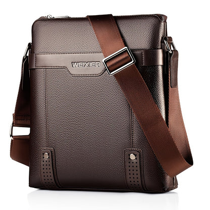 WEIXIER Men's Fashion Crossbody Bag - Adjustable Strap, Faux Leather, Deep Brown   Casual Street Style Shoulder Bag for Outings