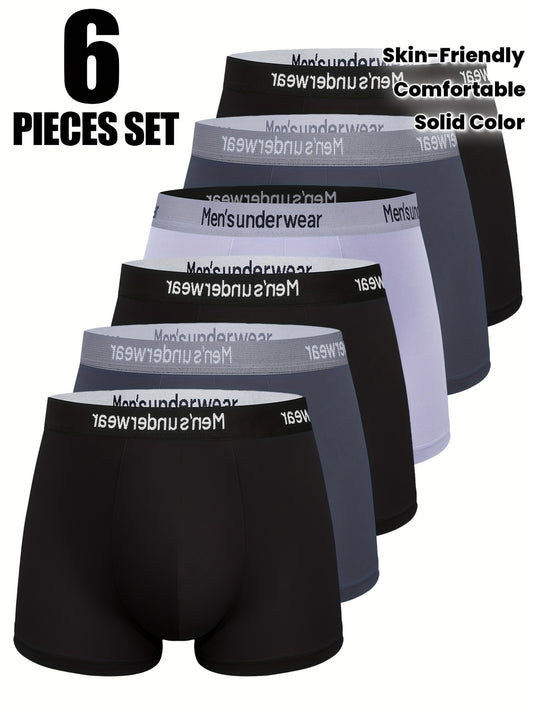 Men's Plus-Size Boxer Briefs 6-Pack - Soft, Breathable Comfort - ayq
