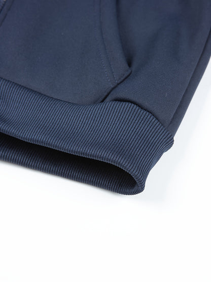 2pcs Boys' Fleece-Lined Hooded Sweatshirt + Casual Pants Set, Solid Color Long-Sleeved Zip-Up Top with Medium Stretch Warm Fabric for Autumn/Winter Season, Perfect for