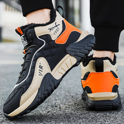 Men'S Winter Running Shoes - Slip-Resistant Rubber Sole, Warm Lining - Low-Top Sneakers in Black/White/Gray/ - Cushioned Cushioning for Gym, Hiking, Everyday - Lace-Up Closure - Autumn/Winter Footwear, Winter Shoes, Gym Footw