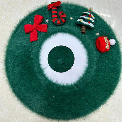 Women's Red Christmas Beret Hat with 3D Christmas Tree Decorations - Elastic Drawstring Closure, Lightweight Warm Winter Hat for Holiday Parties, Photo Shoots, Valentine's & New Year's Eve - Festive Movie-Inspired Fashion Acc