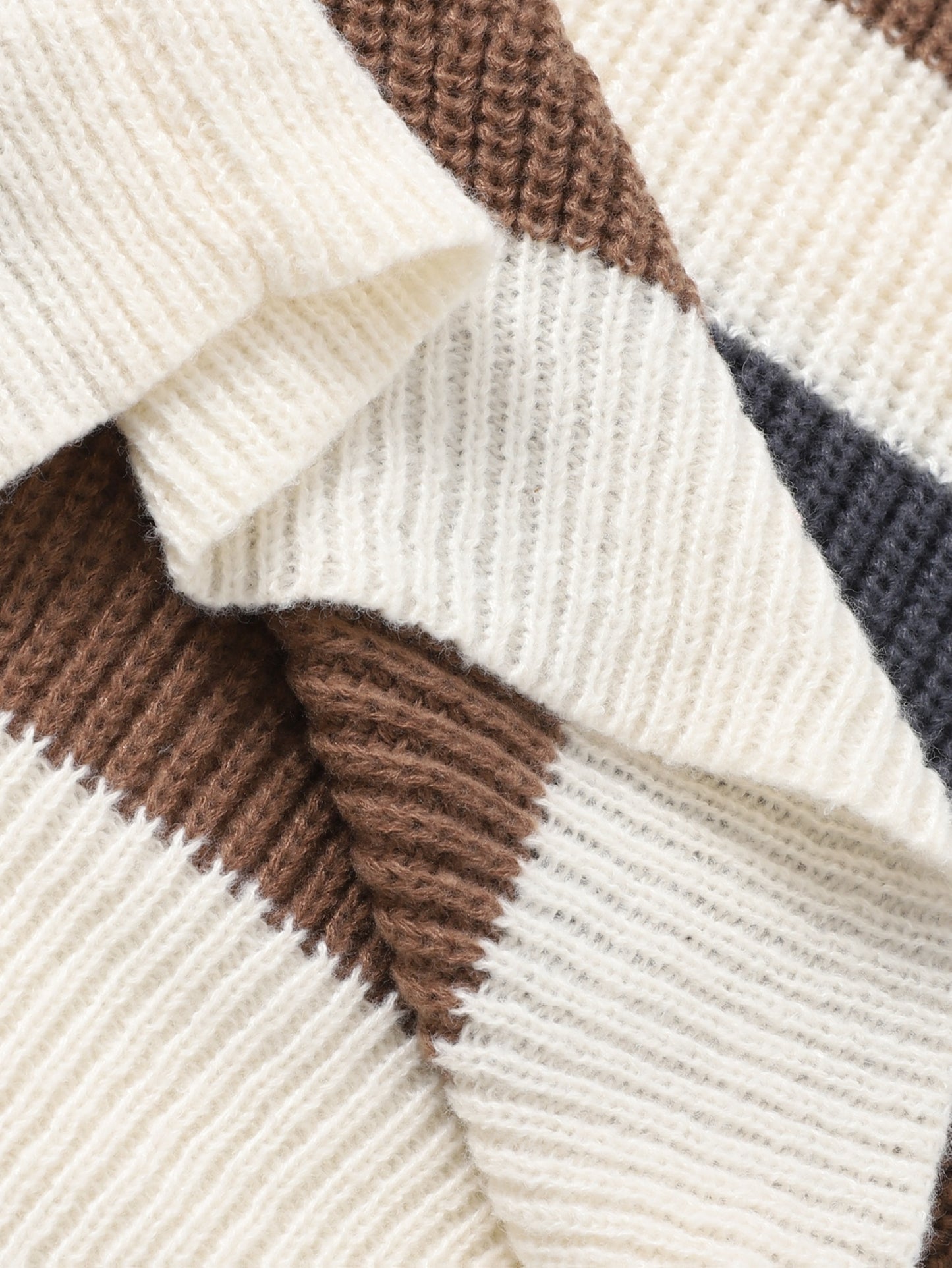 JNBLDA Chic Striped Knitted Sweater, Men's Casual Warm Stretch Round Neck Pullover Sweater for Fall Winter