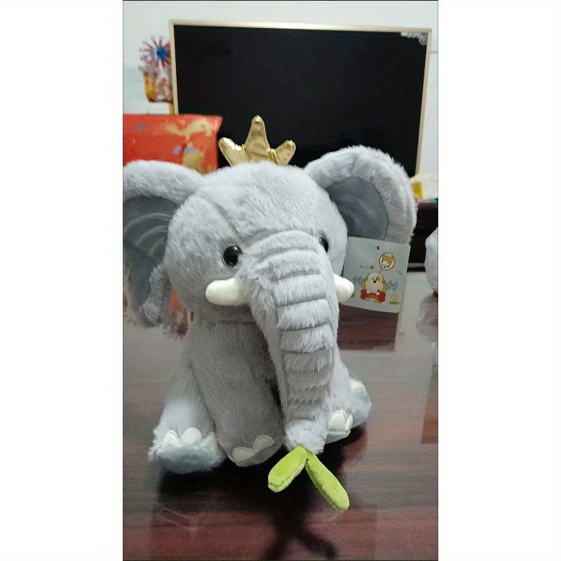 25cm/9.84in New Healing Crown Elephant Doll Plush Doll Artifact for Friends