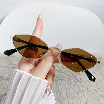Unisex Small Metal Frame Cat Eye Glasses with Tinted Lenses