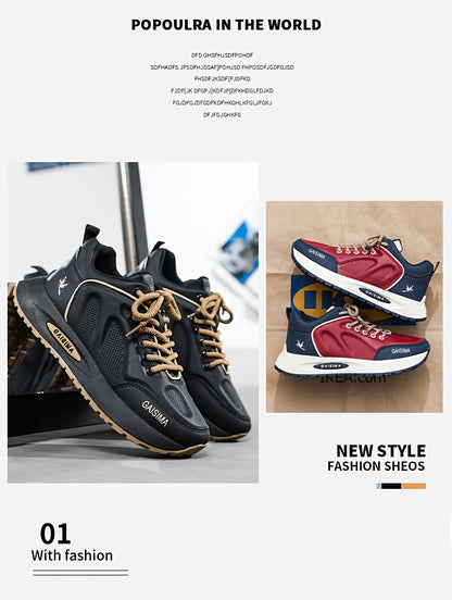 Men's Breathable Casual Sneakers - Trendy Dad Shoes with Thick Sole, Lace-Up, Mid-Top Design for Running  Fashion