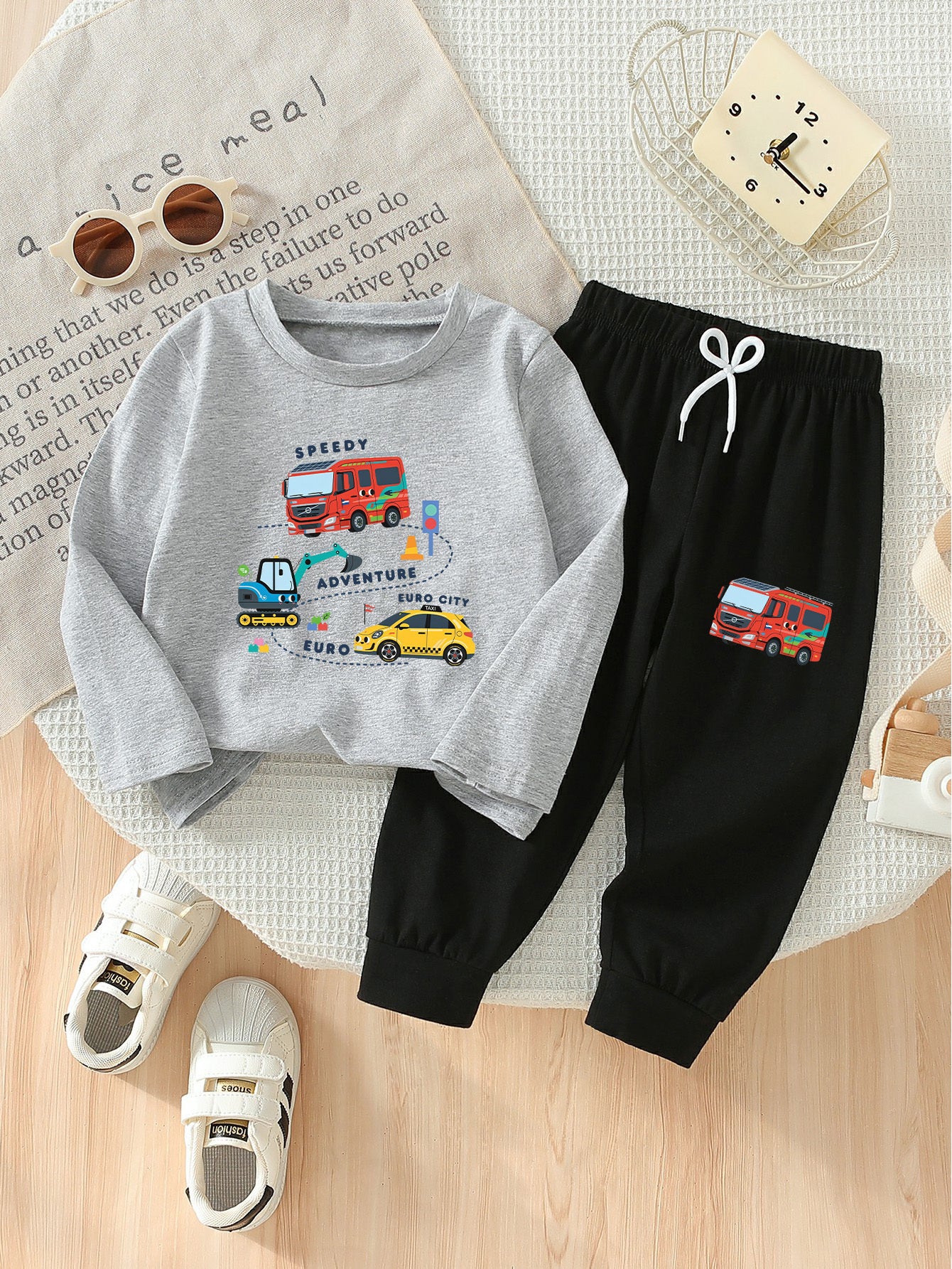 Boys' Casual Cotton Long Sleeve T-Shirt & Pants Set - Spring/Fall