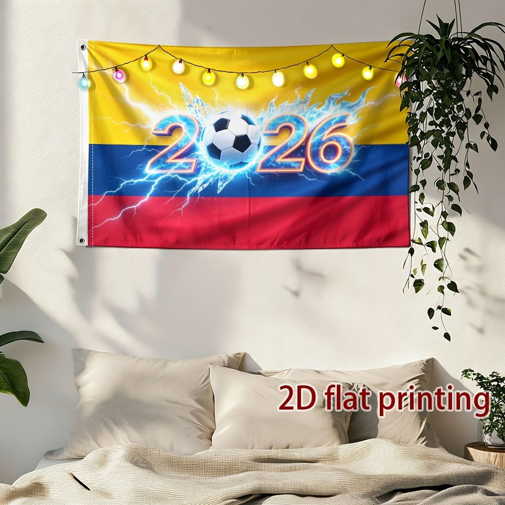 2D Flat Colombia 2026 Football Fan Cheer Flag Banner