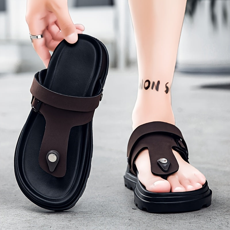 Men's Comfortable Brown & Black EVA Slip-On Casual Slides