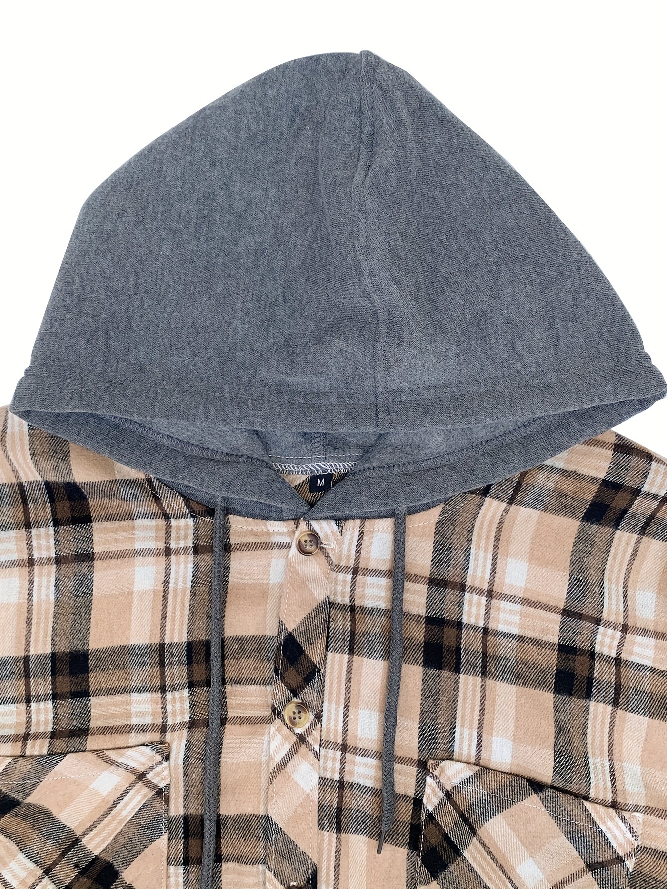 Plaid Shirt Coat For Men Long Sleeve Casual Regular Fit Button Up Hooded Shirts Jacket