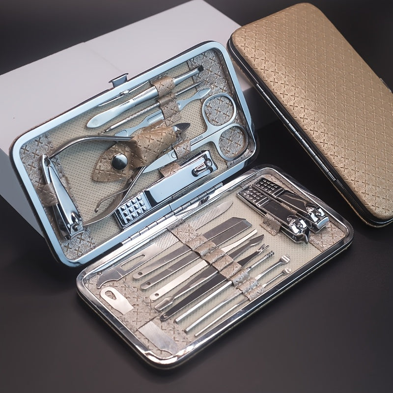 Golden 19-Piece Manicure & Pedicure Tool Set with Storage Box