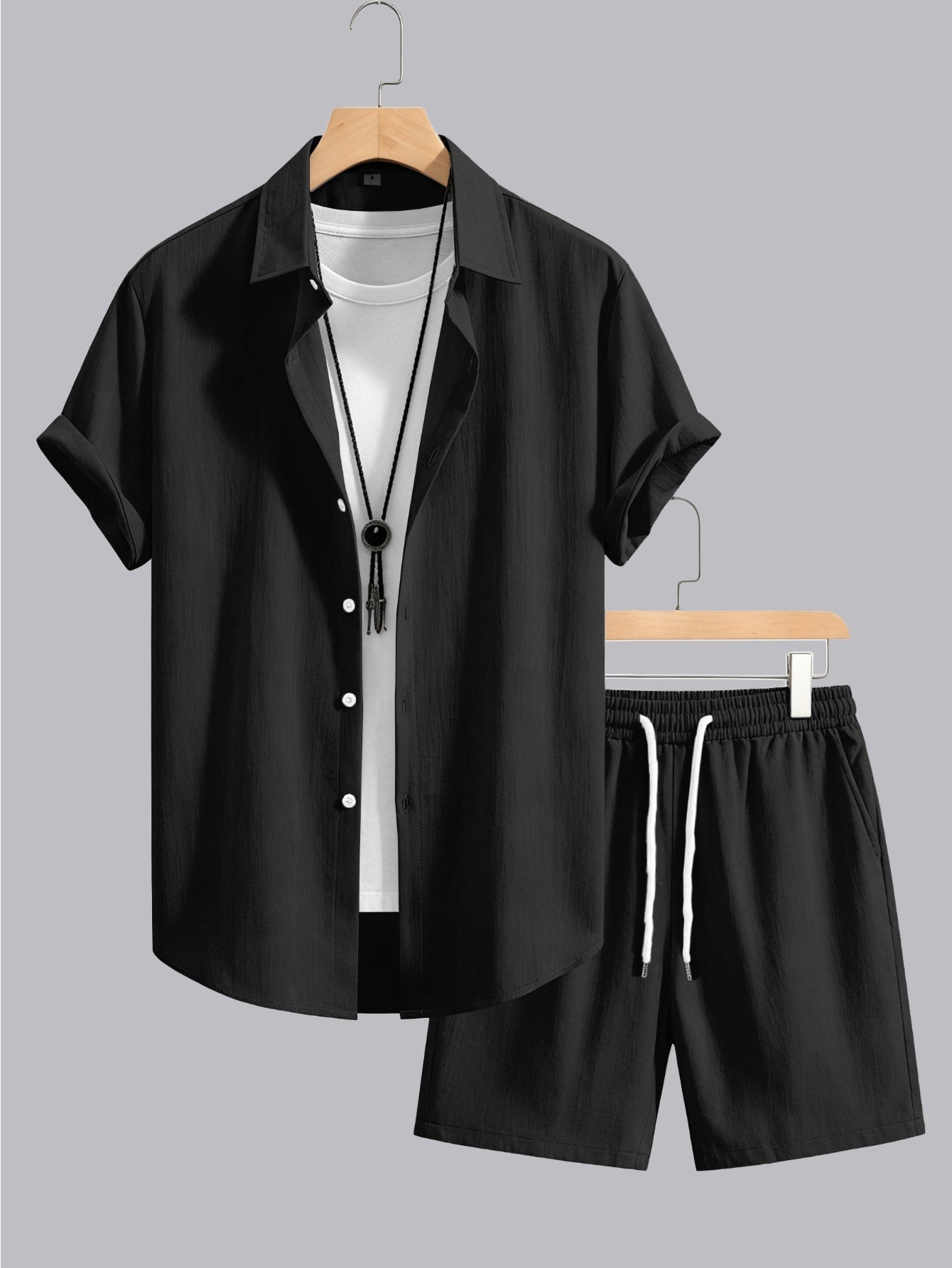 Men's Summer Casual Shirt & Shorts Set - Lightweight, Breathable