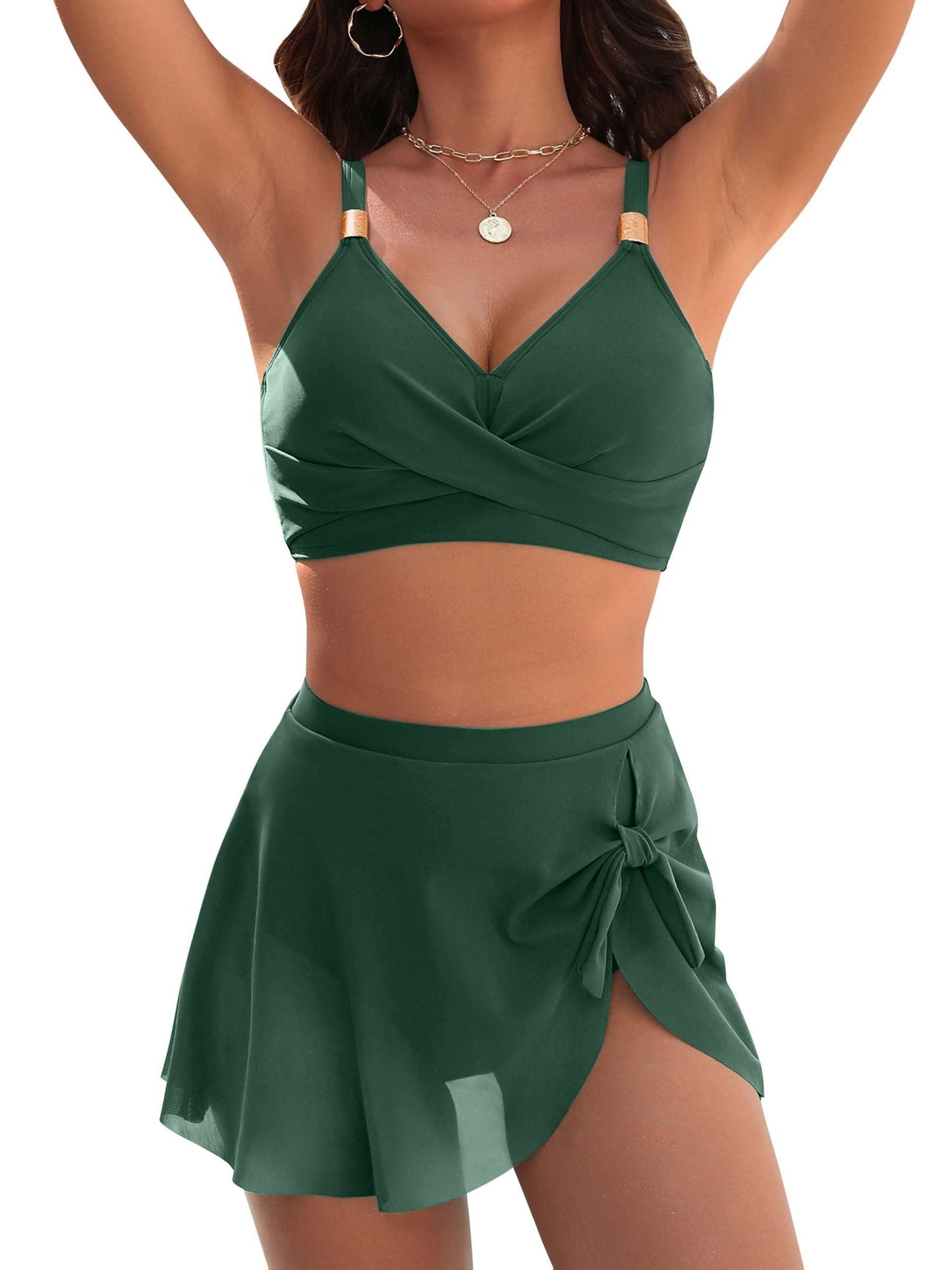 Elegant Two-Piece Off-Shoulder Bikini Set with Mesh Detail