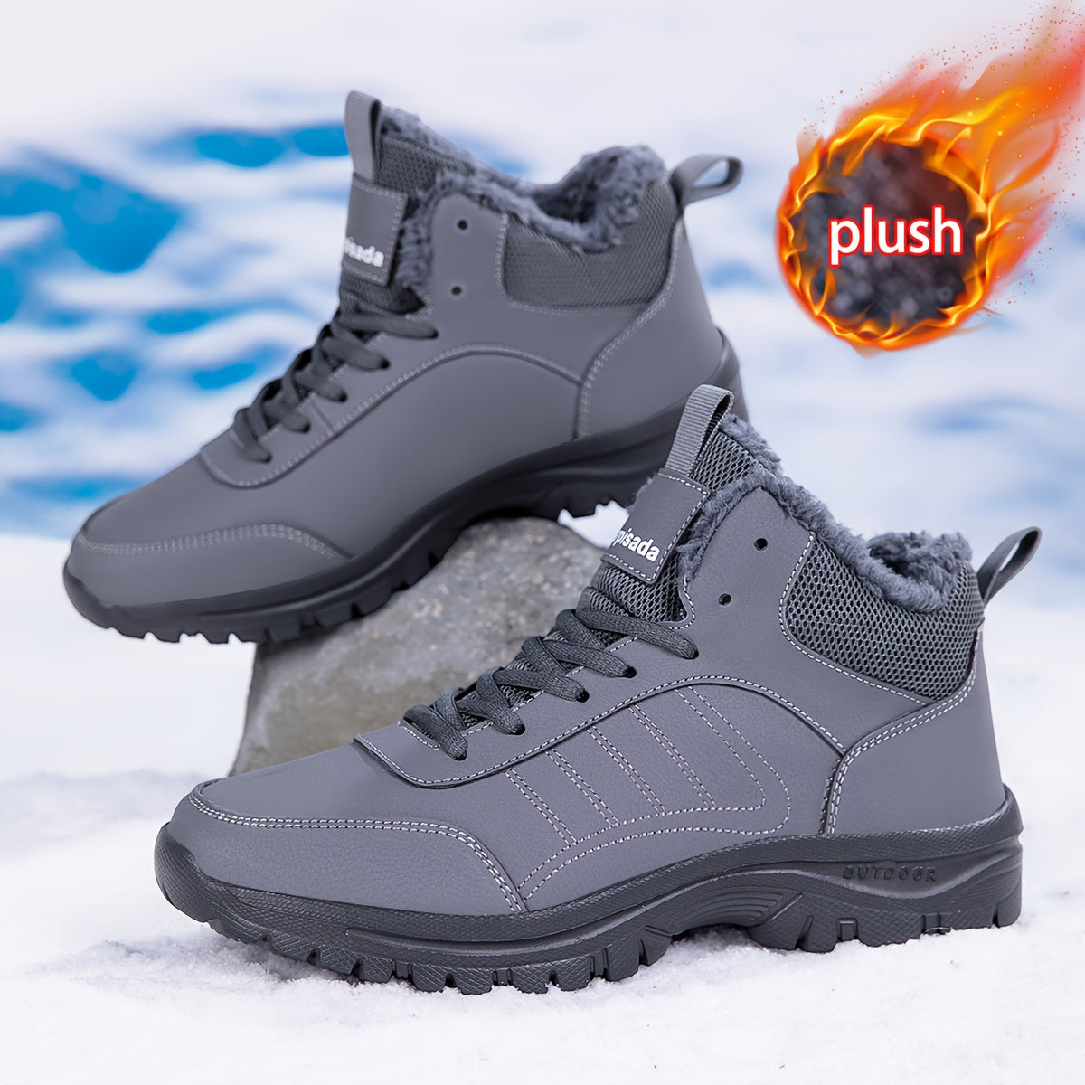 VOLARPISADA Women's & Men's-like (Unisex) Winter Snow Boots - Cold-Proof Thickened Warmth, Traction Tread, Microfiber -like Upper - Heavy-Duty Round Toe for Ice Walking, Hiking, Skiing - Large Size Available (Brand