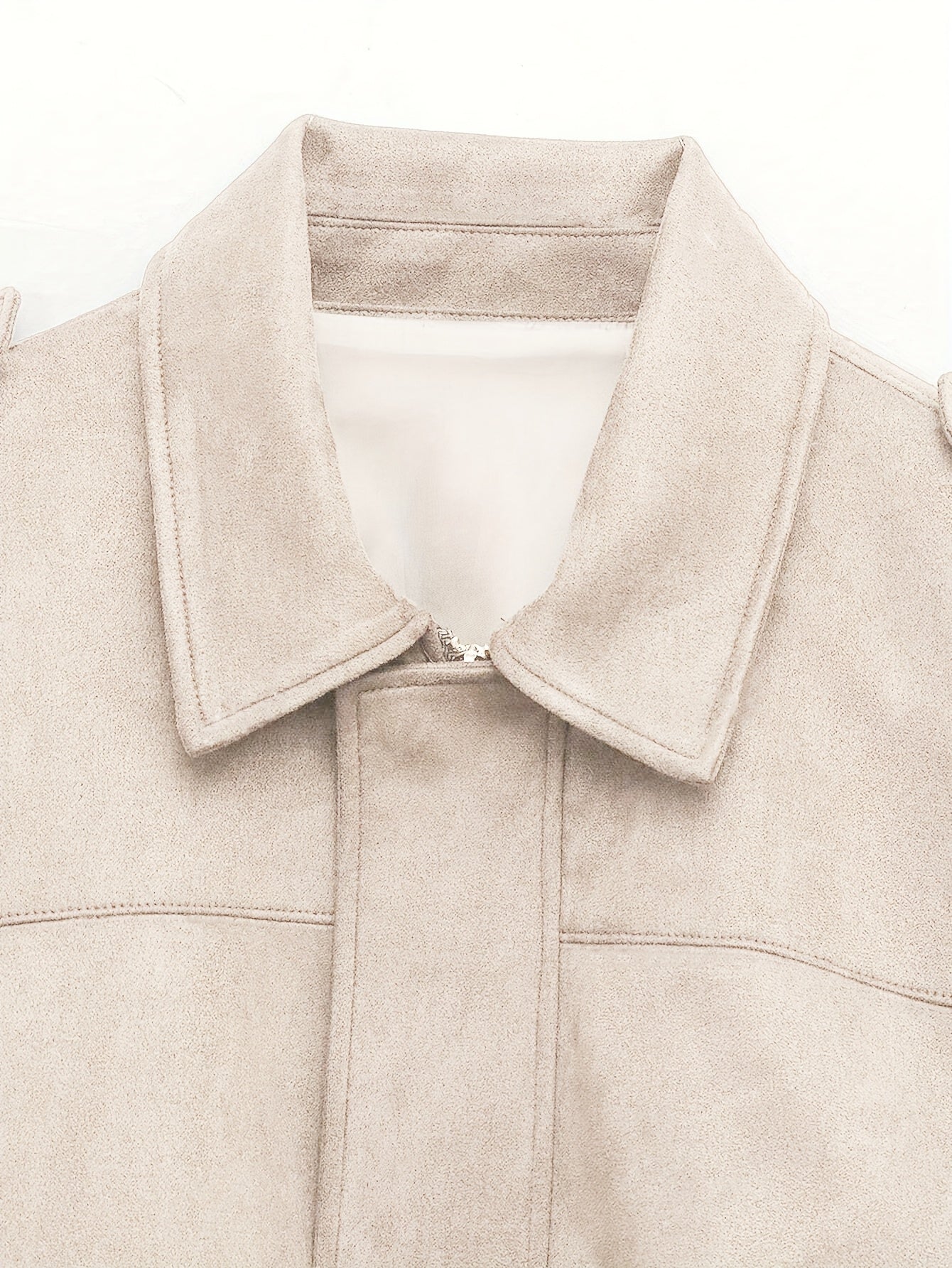 Women'S Vintage Bomber Jacket - Loose Fit Long Sleeve Zip-Up with Drop Shoulder Design, Brown Casual Outerwear for Fall/Winter, Non-Stretch Fabric, Perfect for Casual Attire, Autumn Winter Jacket | Vintage Bomber Style | Zipp