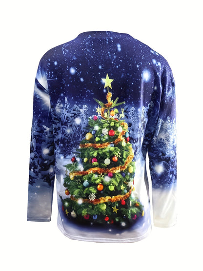 Christmas Tree Print Sweatshirt, Casual Long Sleeve Crew Neck Sweatshirt, Women's Clothing