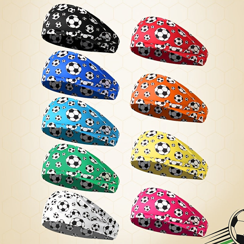Unisex Elastic Soccer Print Headband for Training & Casual Wear