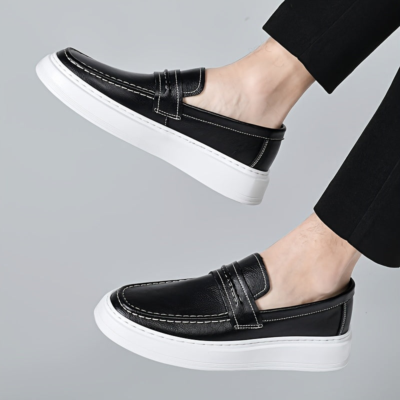 Men's All-Season Casual Loafers Slip-On Split Leather Shoes
