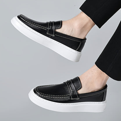 Men's All-Season Casual Loafers Slip-On Split Leather Shoes