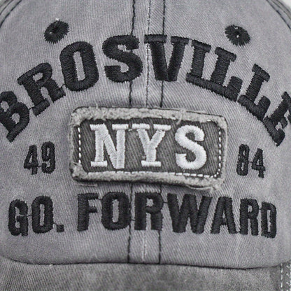 Vintage Style Unisex Baseball Cap, 100% Cotton Embroidered NYS Letter Design, Adjustable Dad Hat for Sports and Sun Protection, Hand Washable
