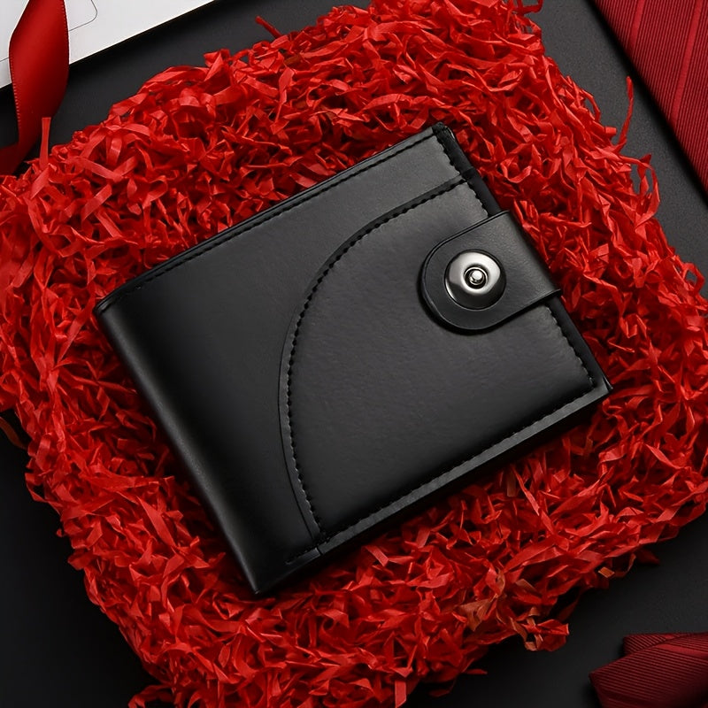 Men's Short Wallet with Magnetic Closure, PU Leather Bill Holder, Travel Document Pouch, Everyday Use Card Holder, Unisex Coin Purse