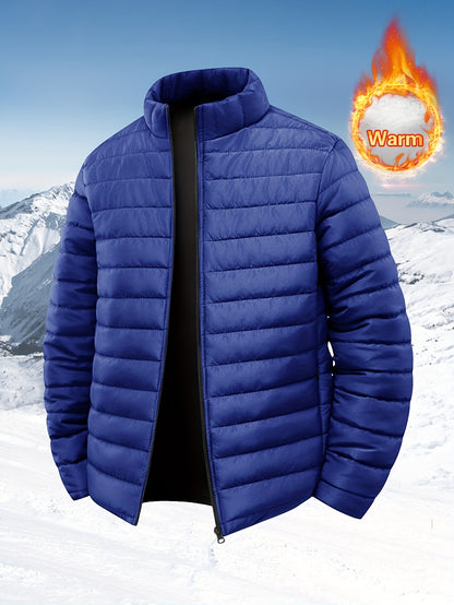 Men's Quilted Stand Collar Jacket for Autumn Winter