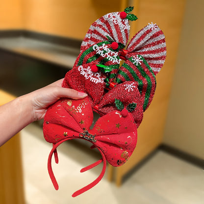 2/4pcs Women'S Christmas Bow Headbands, Sweet and Cute Style, Festive Hair Accessories for Holiday Parties, School Supplies, Autumn Decorations, Christmas Gifts, Christmas Ornaments