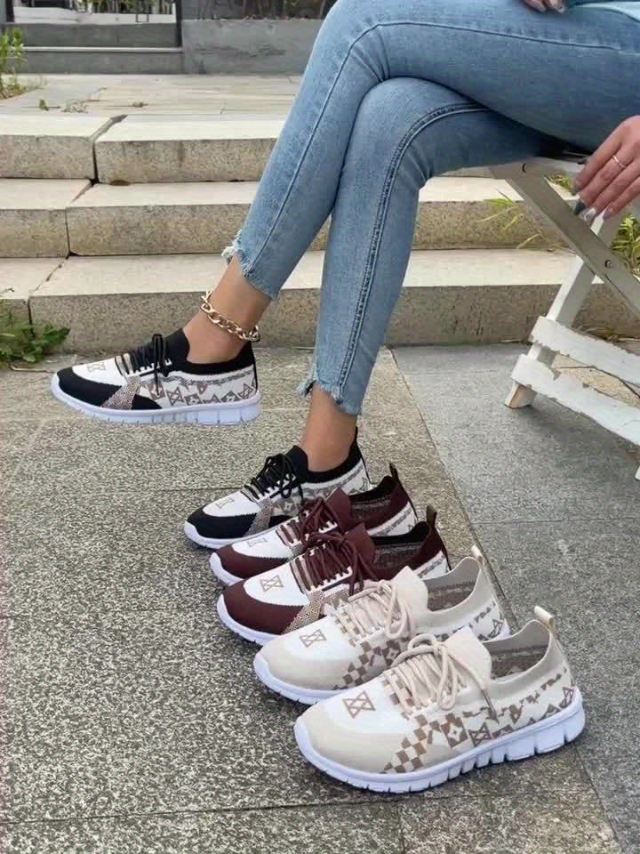 Women's Casual Sneakers Comfort Sport Shoes Fabric Knit Breathable Slip-On All-Season Walking Flats - EVA Sole Non-Slip Athletic Running Footwear - Taizhou North America  Europe Exclusive