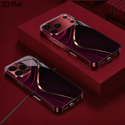 Women's Deep Red Tempered Glass Phone Case Full Coverage