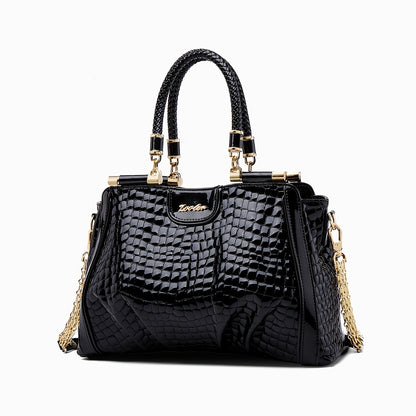 Elegant Women's Genuine Leather Tote Bag with Detachable Strap