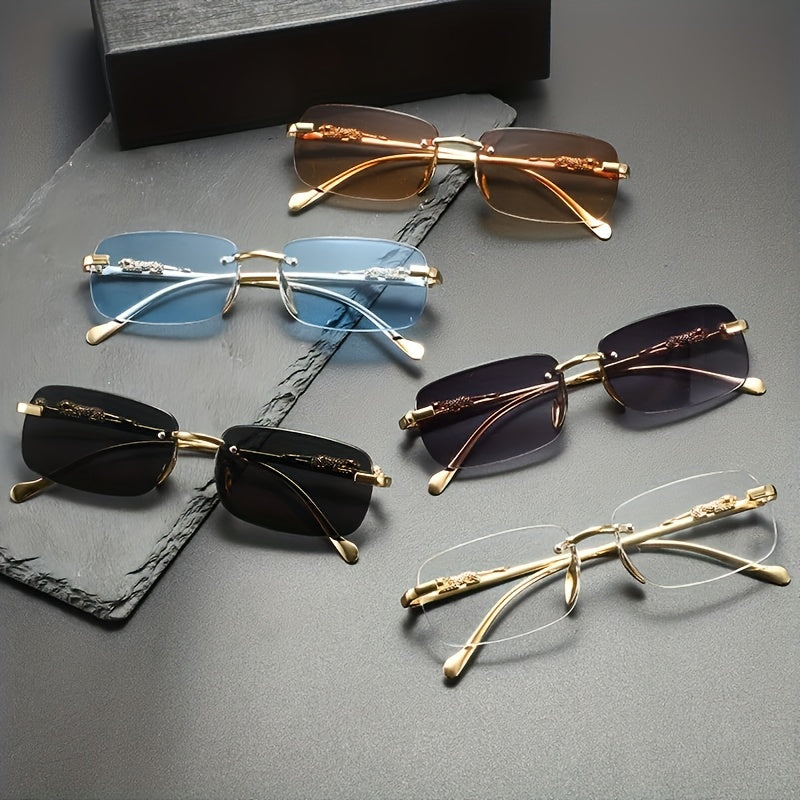 Perfectly stylish leopard-print frameless Men&apos;s and Women&apos;s glasses, ideal for holiday parties, trips, or as a festive gift, hunting eyewear