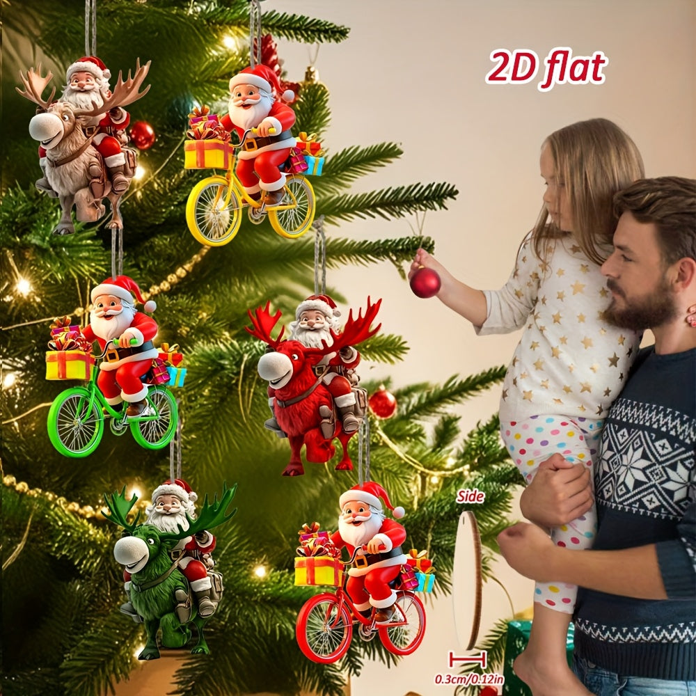 2D Flat, [2D Flat] 6pcs/12pcs Stylish Santa Claus Wooden Hanging Ornaments, Christmas Decoration Set, 2D Wooden Wall Art, New Year Gift Home Décor, Trendy Holiday Party Accessories for Tree, Garden, House & Backpack – Perf