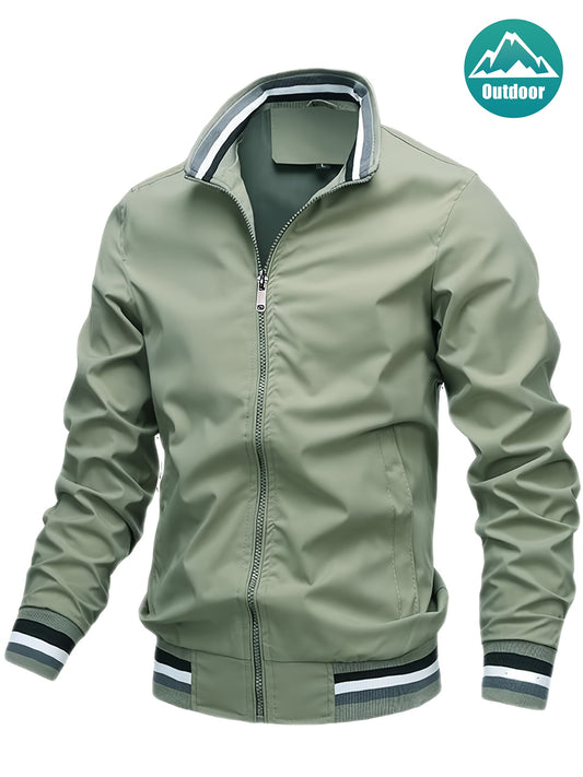 A Men'S Stylish Pilot Jacket, Made of Durable Fabric, Features Classic Striped Details, Perfect for Casual Outings Or Hiking. It Offers a Sense of Confidence And Fashion, Making It an Ideal Gift for Men