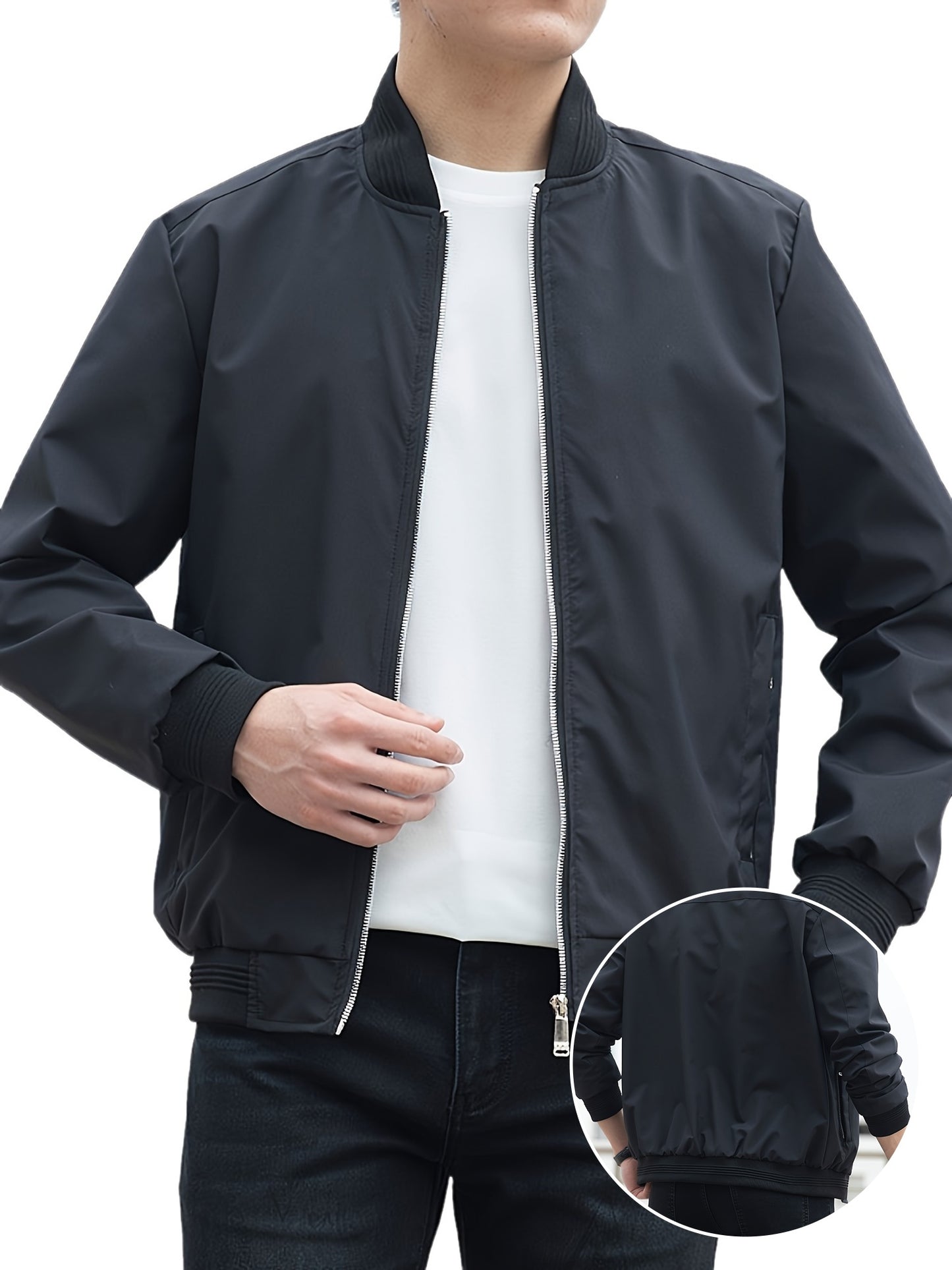 Men's Solid Color Business Jacket, Casual Stylish Outdoor Coat As Gift