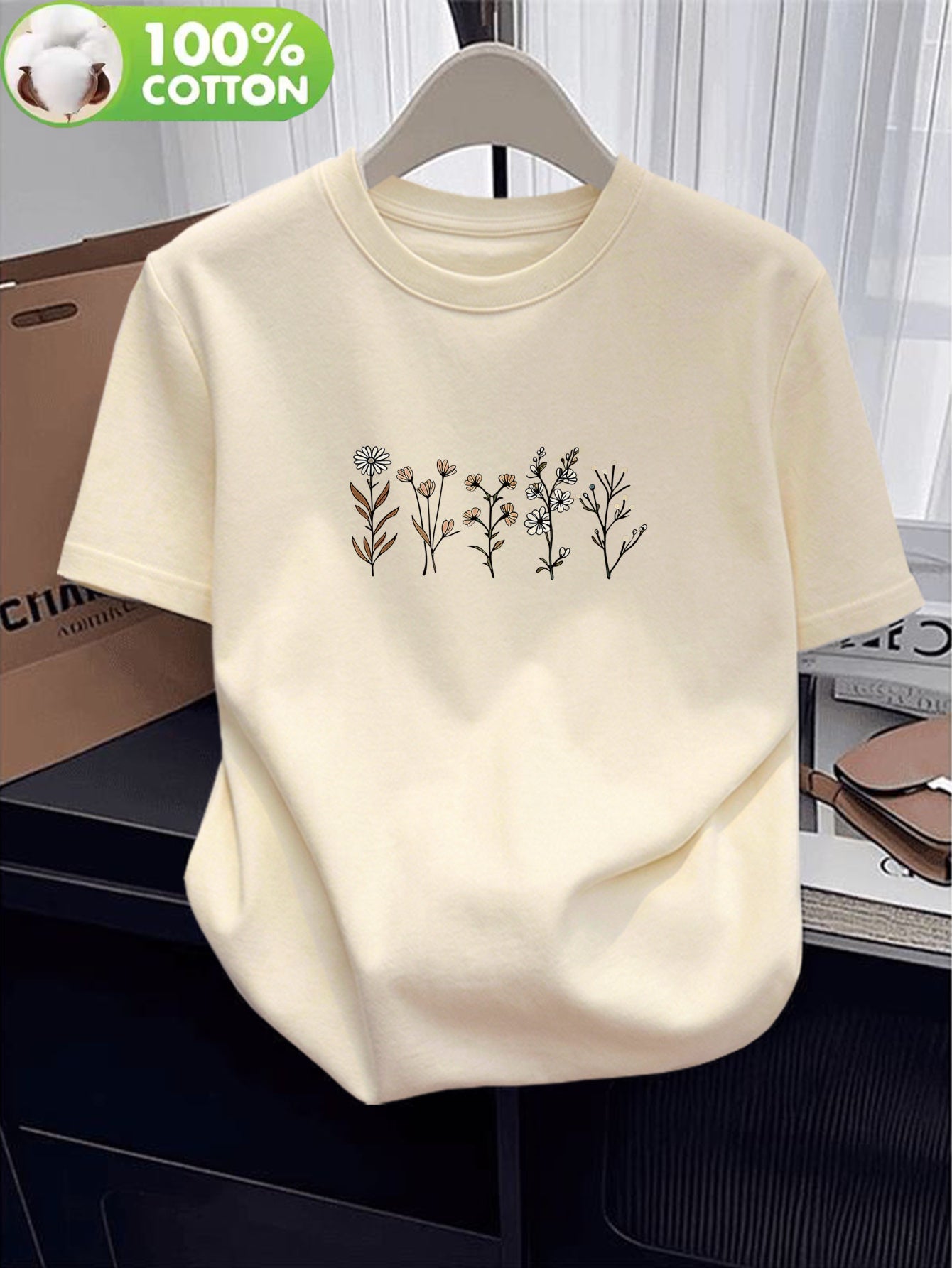 Women's Casual Cotton T-Shirt, Short Sleeve, Comfortable Fit
