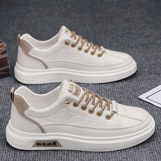 1 Pair Of Oversized Men'S Breathable Lace Up Sports Shoes, Board Shoes, Versatile And Wear-resistant Skateboard Shoes, White Shoes