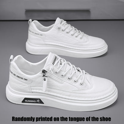 Men's Low-Top Sneakers with Side Zipper - Upper & Cushioned Rubber Sole, Round Toe Casual Lazy-/Shoe for Daily Wear,, Office - Trendy Minimalist Sneakers - ayq