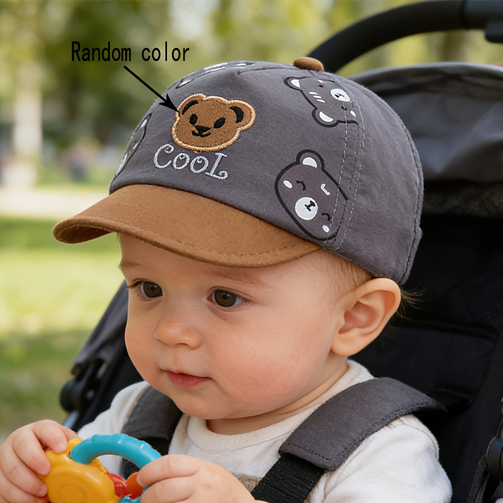 Infant Baseball Cap with Cute Bear Design for Spring Summer