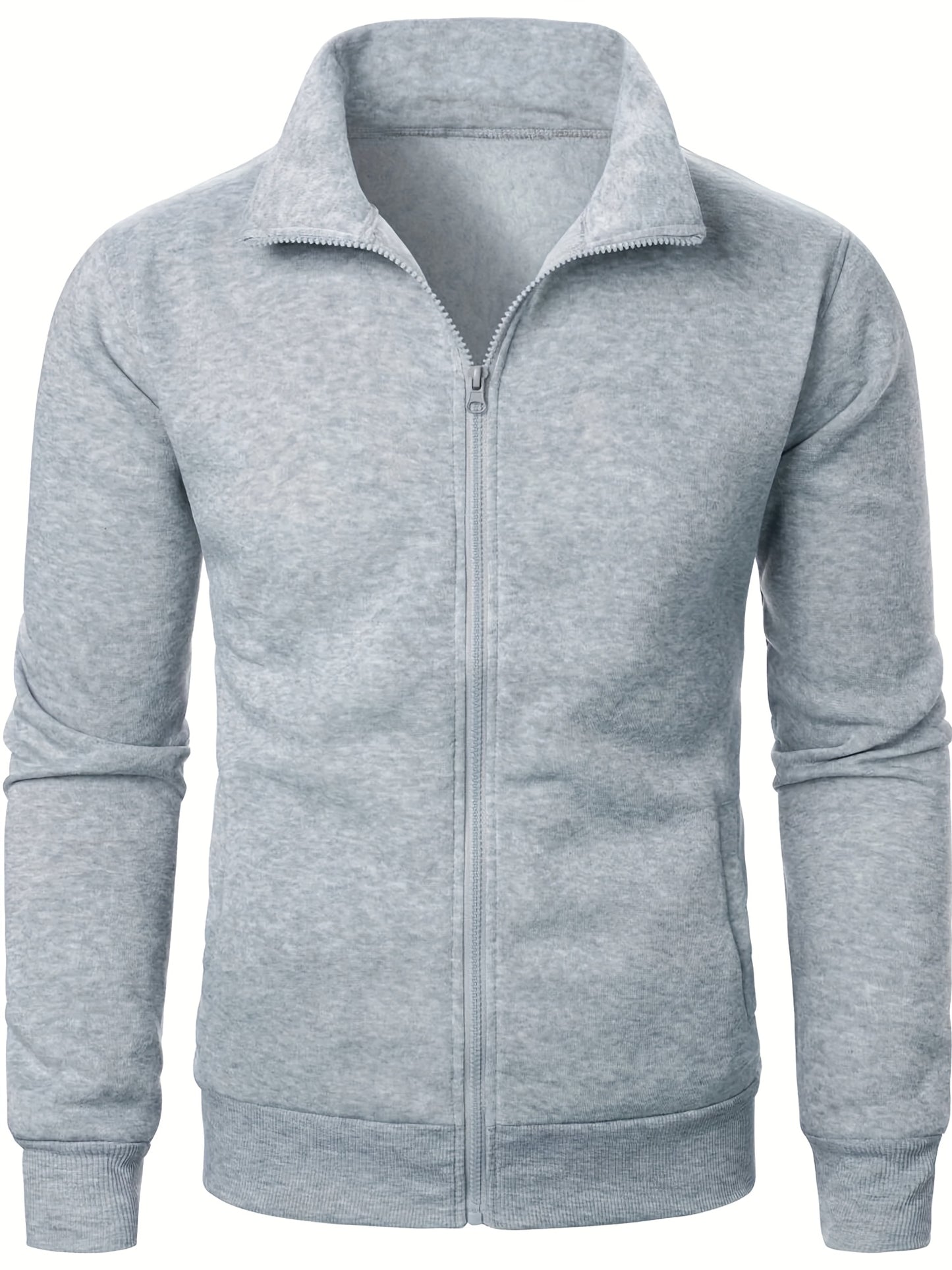 Men'S Heavyweight Thermal Zip-Up Jacket - Full-Zip Front Closure, Stand Collar Long Sleeve Coat for Winter, Gym, Outdoor Activities - Cold Weather Outerwear in Black - Easy-Care Polyester Construction, Winter Jacket, Gym Wear