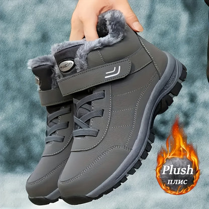 Men's & Women's Heavy-Duty Winter Snow Boots - Thick Short Boots with PU Upper, Rubber Sole & Striped Tread - Hiking, Mountaineering, Ice Climbing Shoes - Warm Cold Weather Footwear (Unisex Sizes Available)
