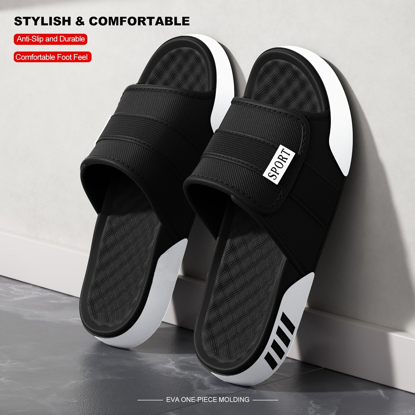New Men'S Indoor And Outdoor Slippers, Home Shoes, Thick-Soled EVA Non-Slip Slippers, Stylish Thick-Soled, Silent, And Wear-Resistant - ayq