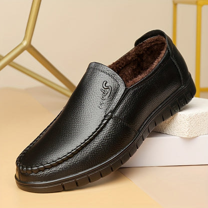 Men's Fuzz-lined Loafer Shoes, Comfy Non-slip Slip On Shoes, Men's Footwear, Fall And Winter