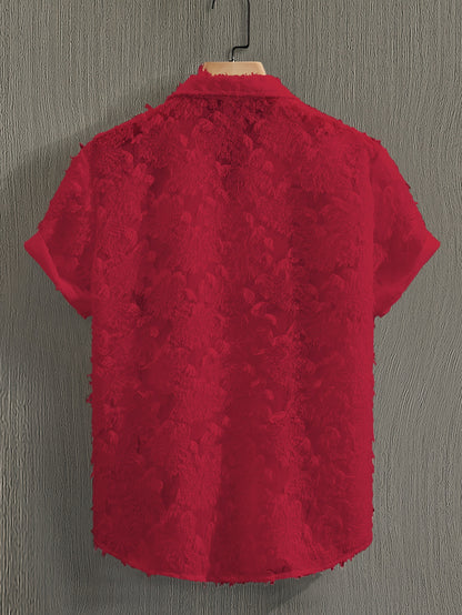 Men's Casual Short-Sleeve Polyester Shirt for Spring and Fall