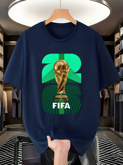 Men's FIFA 2026 Trophy Graphic Mesh T-Shirt - Breathable Summer Tee