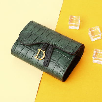 2025 New European And Style Short Wallet for Women, Featuring a Luxurious Feel with Multiple Card Slots And a Crocodile Pattern, Perfect for And Small Cards.