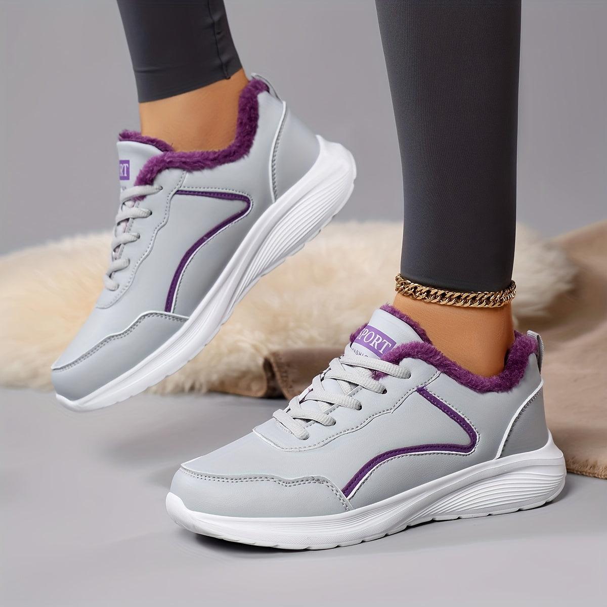 Women'S Winter Snow Boots - Thick Platform Sole for Traction, Lightweight Cold Weather Shoes with Lace-Up Closure, Slip-Resistant EVA Outsole - All- Synthetic faux leather-like Upper - Warm Insulated for Running, Hiking, Ever